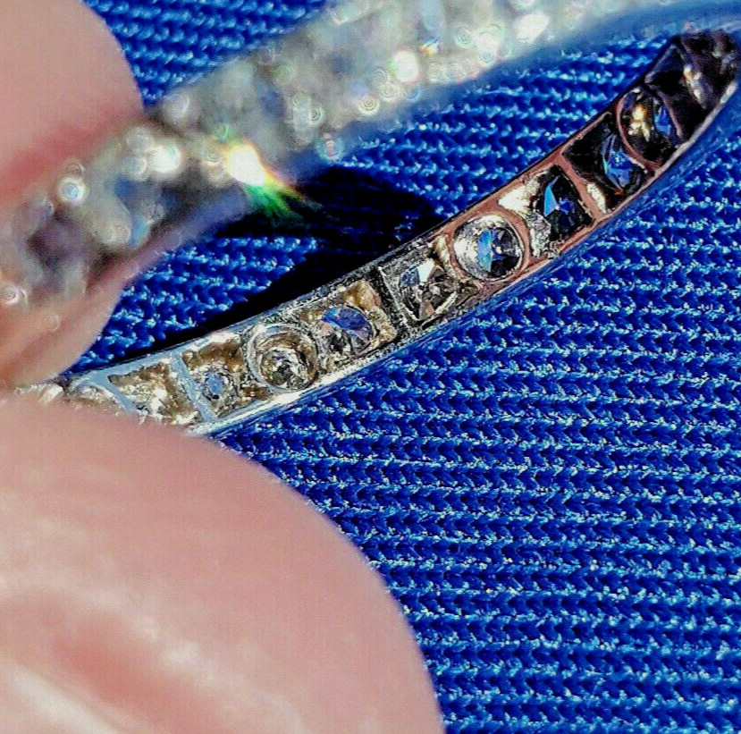 Original EARTH MINED DIAMOND Wedding Band Deco PLATINUM Eternity Ring Size 6.25
