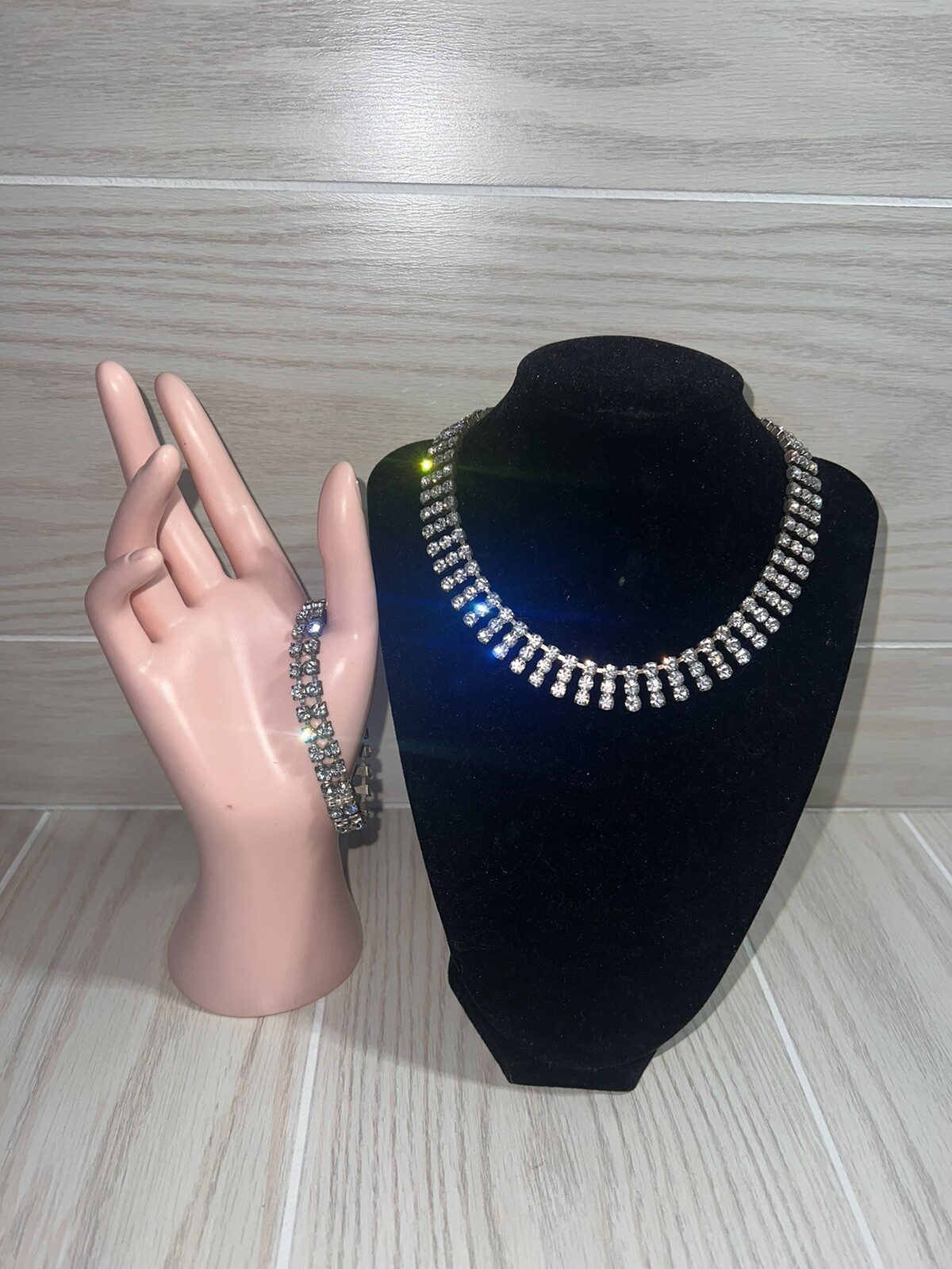 Vintage Rhinestone necklace bracelet set STUNNING None Missing