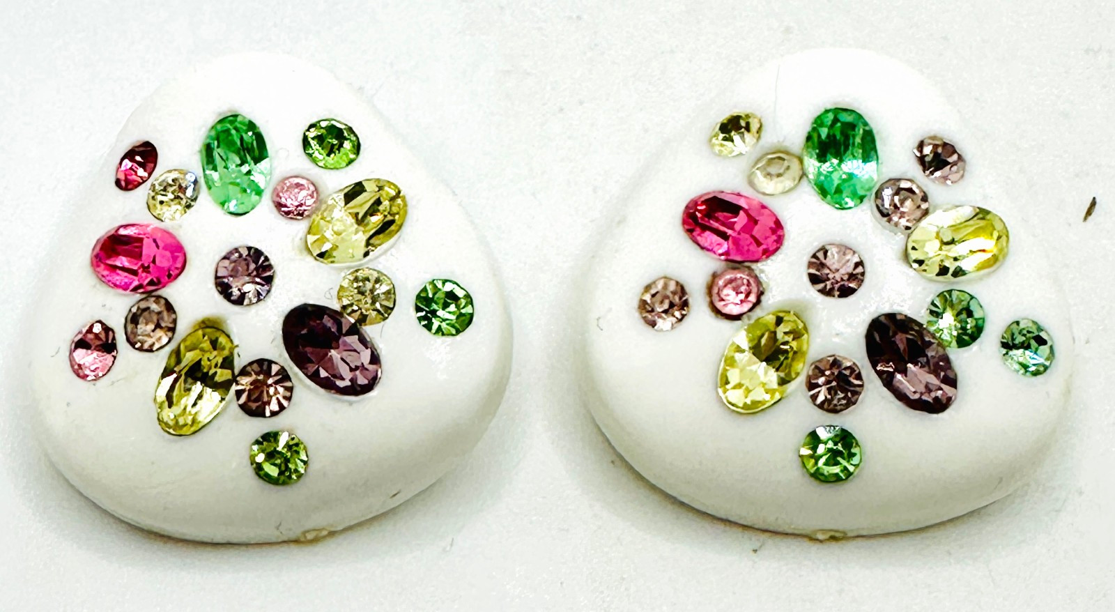 Unusual Vintage Faux Thermoset Multicolor Rhinestone Early Plastic Earrings