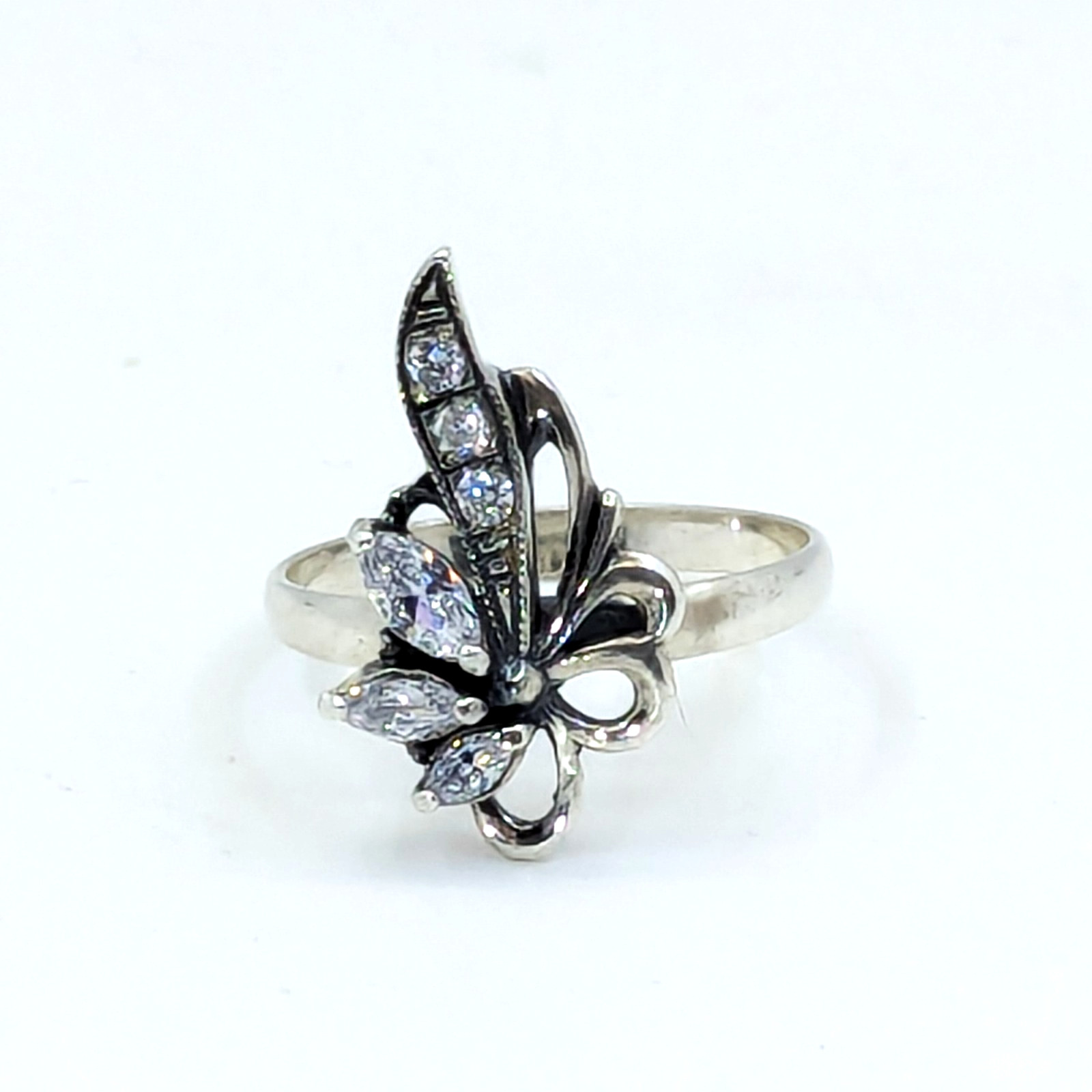 Vintage Luxury RING Silver 925 with Bright Stones-size: 9.5US(19.5mm) Ukraine#79