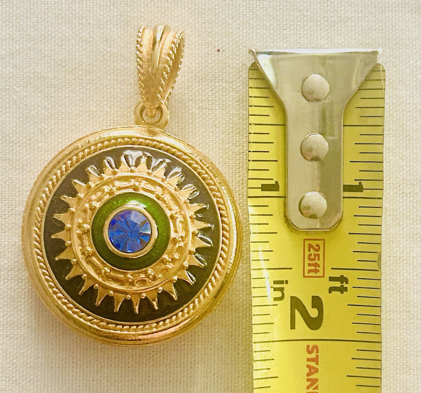 CAMROSE & KROSS JBK Jackie Kennedy Gold Reversible Pendant Necklace: Blue Enamel