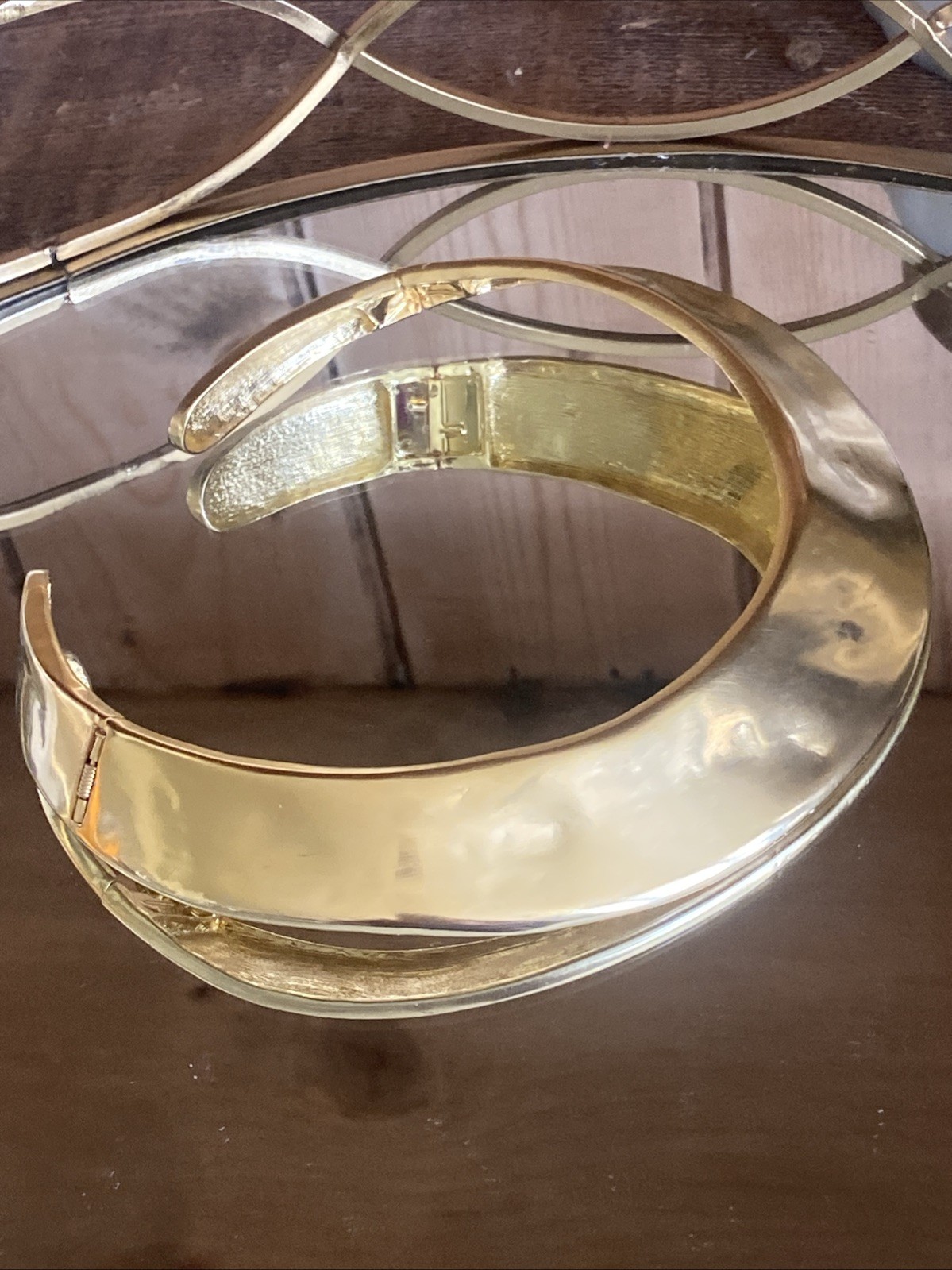 Beautiful Vintage Les Bernard Vogue Egyptian Revival Gold Plate Collar Necklace