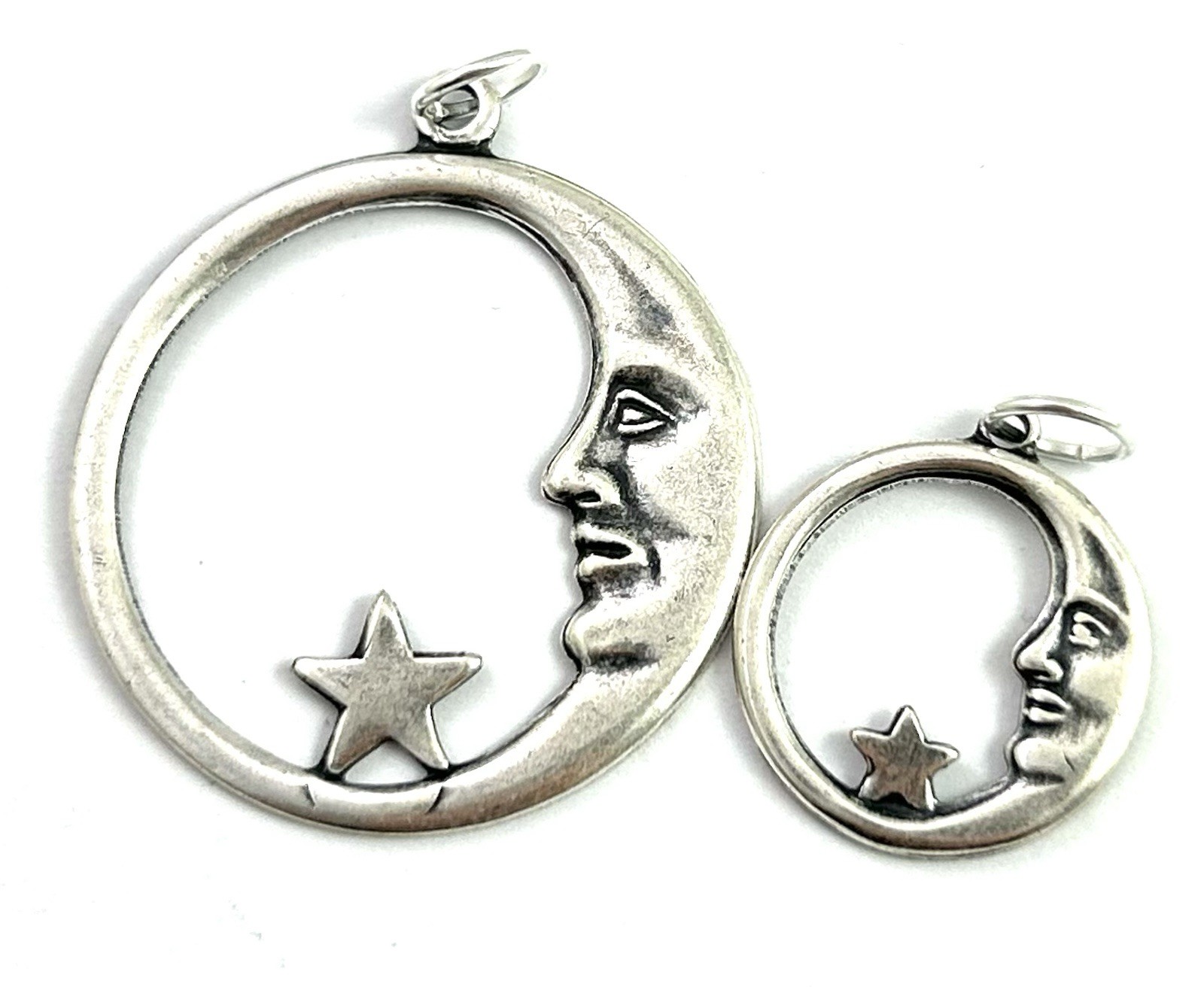 Moon Charm Pendant Lot Crescent Moon Star Celestial Silver Plated AS IS CRAFT