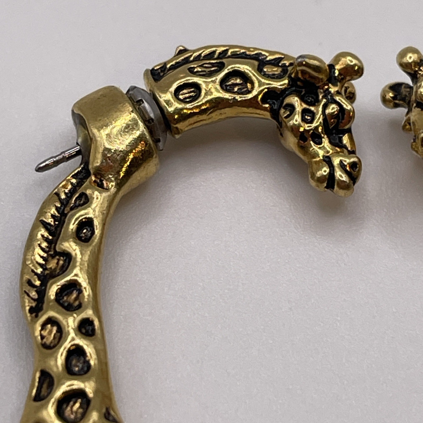 Earrings Vintage Giraffe Metal Gold Tone Animals Stud Pierced Jewelry
