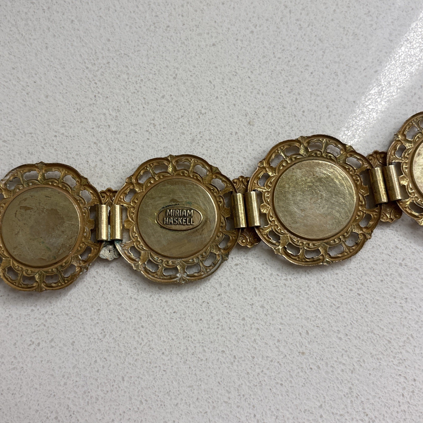 Miriam Haskell Vintage Gold Plated Coin Bracelet—Queen Of Australia—Statement!