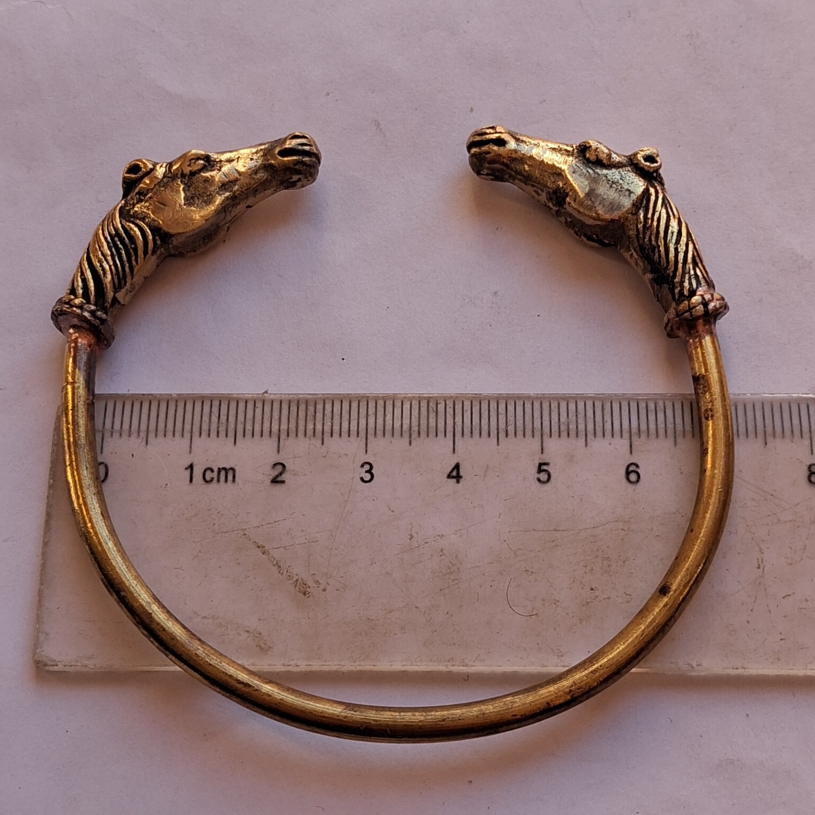 A GENUINE RARE ANCIENT VIKING BRACELET BRONZE COLOR HORSE ARTIFACT ANTIQUE