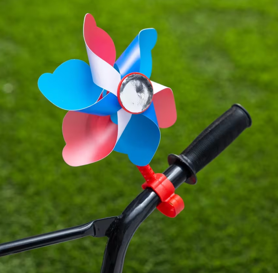 Patriotic Clip On Bike Pinwheel Red White Blue Bicycle Decoration