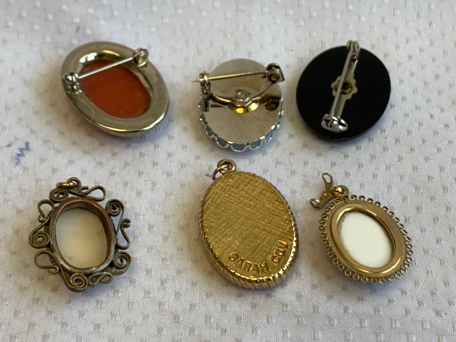 Vintage Cameo Jewelry Lot Lockets Choker Earrings Necklaces Brooches Pins