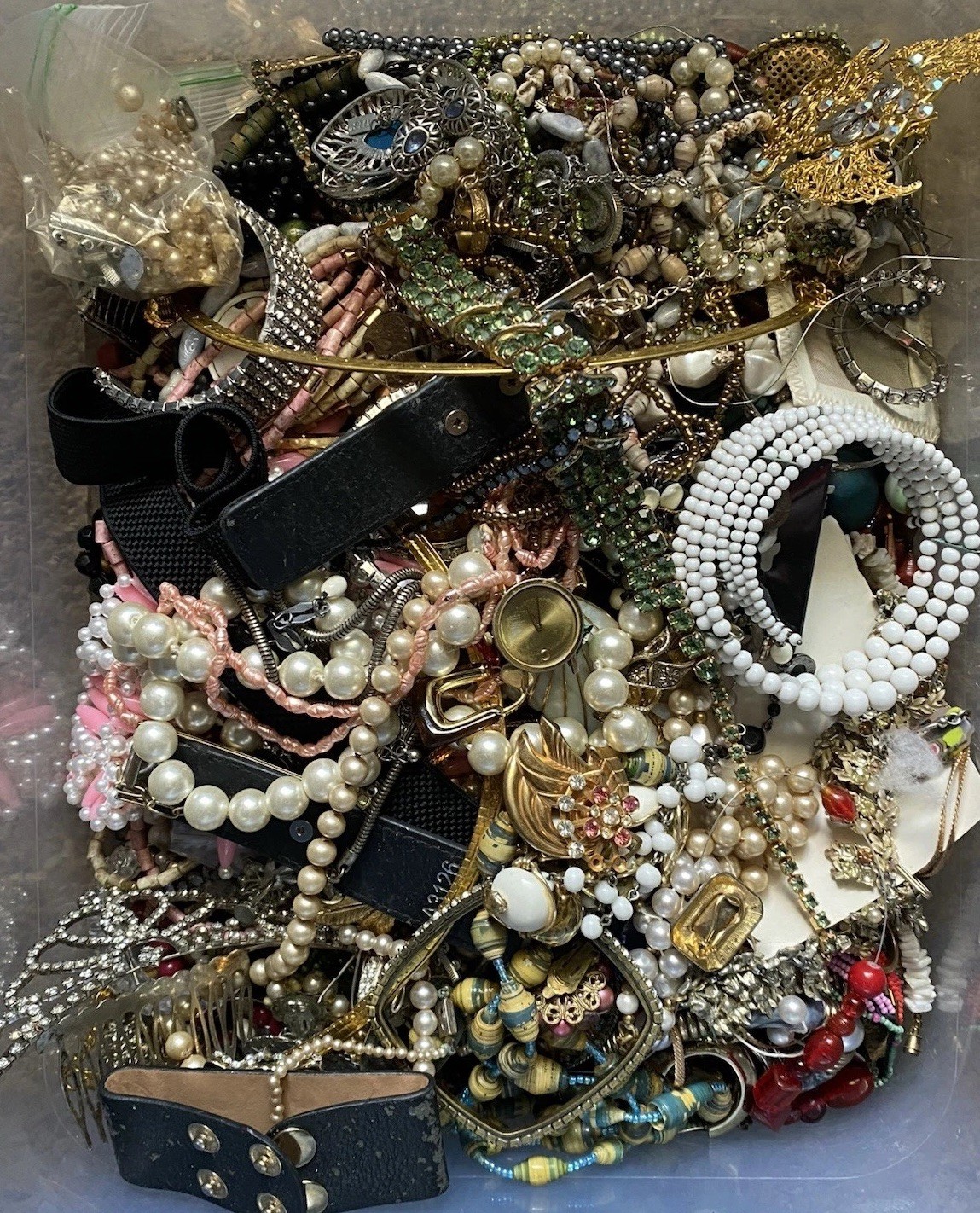 Vintage Junk Jewelry Lot 11+ Lbs Rhinestones Beads Necklaces Earrings