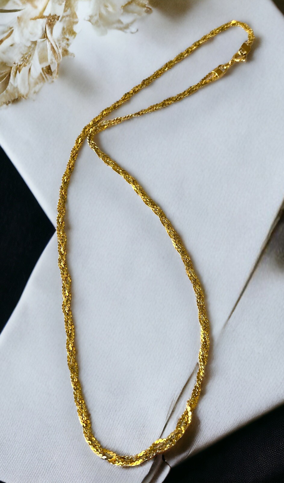 Vintage 14K Solid Italian Gold 17.75” 3mm Braided Necklace 6.4 grams!