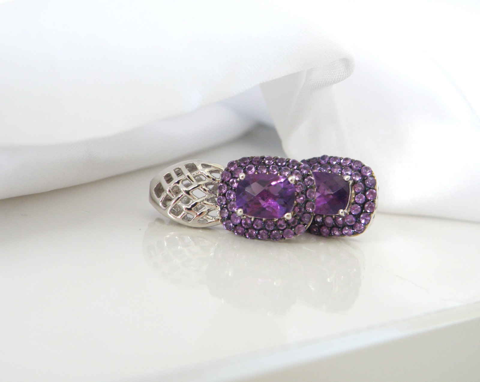 Sterling Silver 925 Natural Heated African Amethyst Earrings