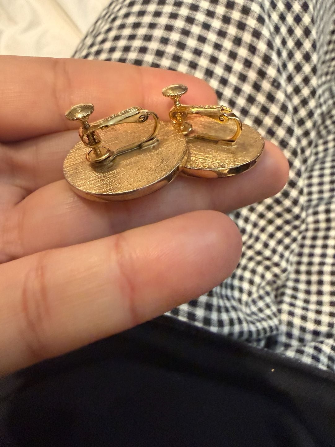 Vintage Napier Gold Tone Enamel Circle ScrewbackEarrings
