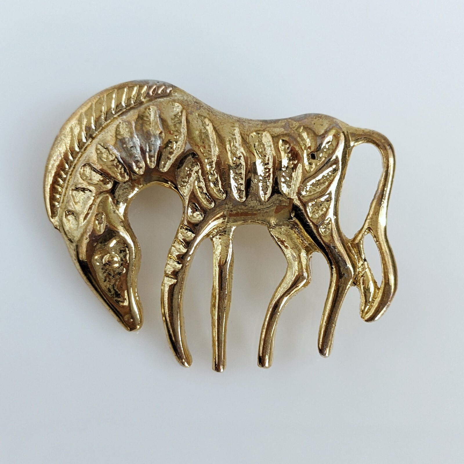 VTG Brooch Goldtoned Zebra 1.5 Inches Wide Very Good Condition