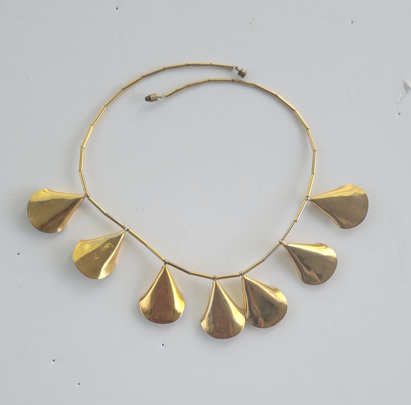 Vintage Necklace Leaf Shaped Pendants with Peacock / Evil Eye Bead