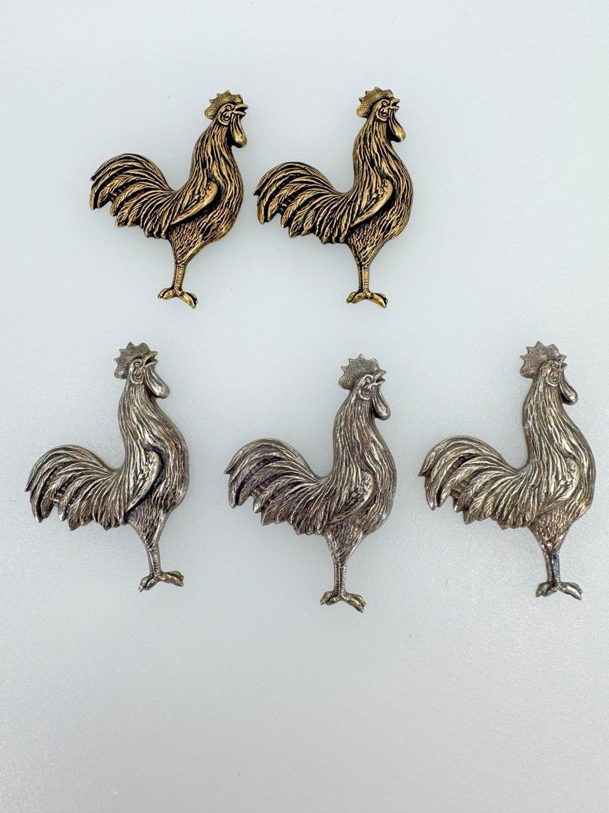 Rooster Silver and Brass Toned Jewelry Finding Stamping