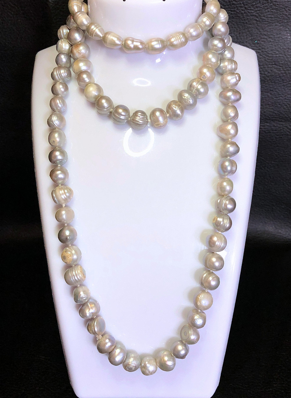 Silver Cultured Pearl Strand Necklace Baroque Knotted 9-10mm 29″ +Bracelet P8