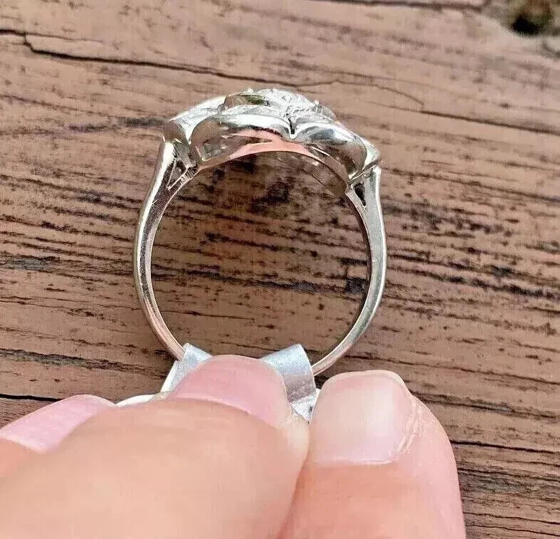 Art Deco Style Round Cut Lab Created Diamond 925 Silver Women’s Engagement Ring
