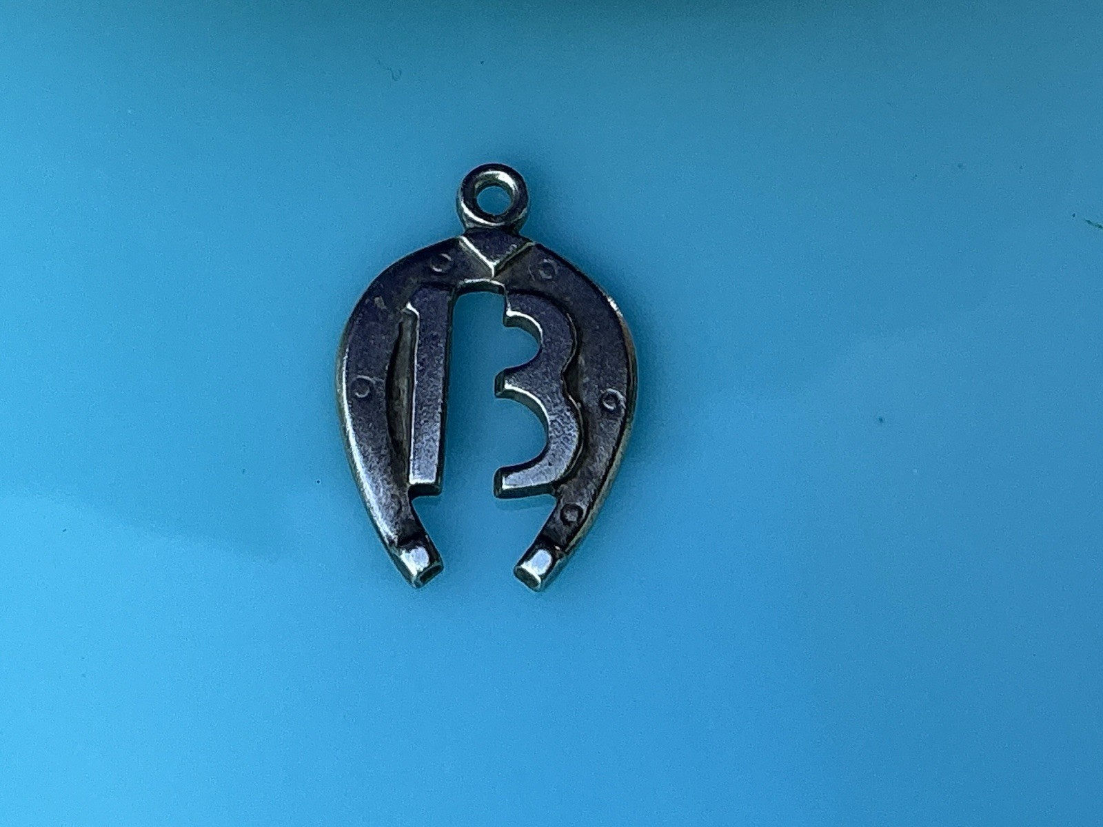Vintage Signed Danecraft lucky 13 thirteen horseshoe sterling Silver 925 Charm
