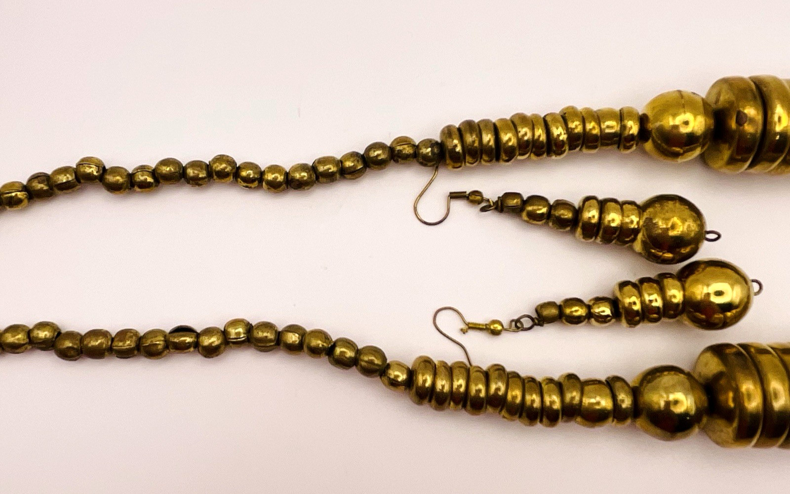 Vintage Artisan Statement Brass Made in India Necklace and Earrings