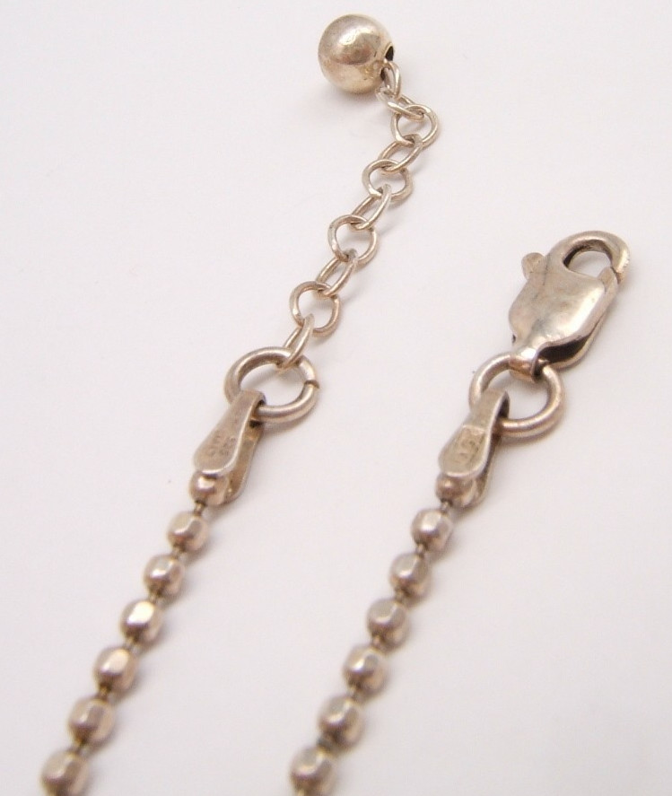 VTG STERLING SILVER BALL CHAIN ANKLE BRACELET ITALY SIGNED AGI 9 1/4”
