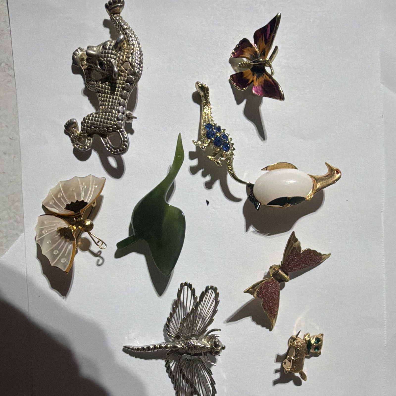 Vintage Multicolor Enamel Metal Brooch & Pin Mixed Lot 9pc Mixed Materials