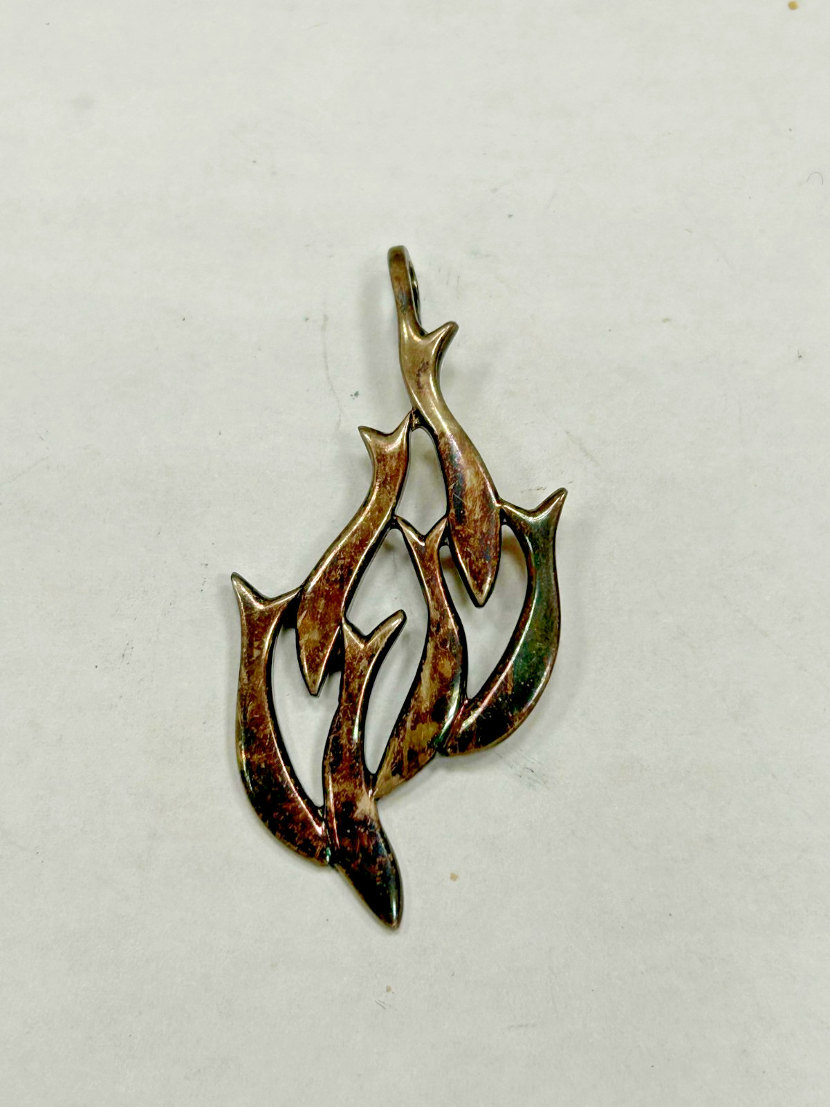 Vintage Signed By Unknown Maker School Of Fish 925 Sterling Silver Pendant