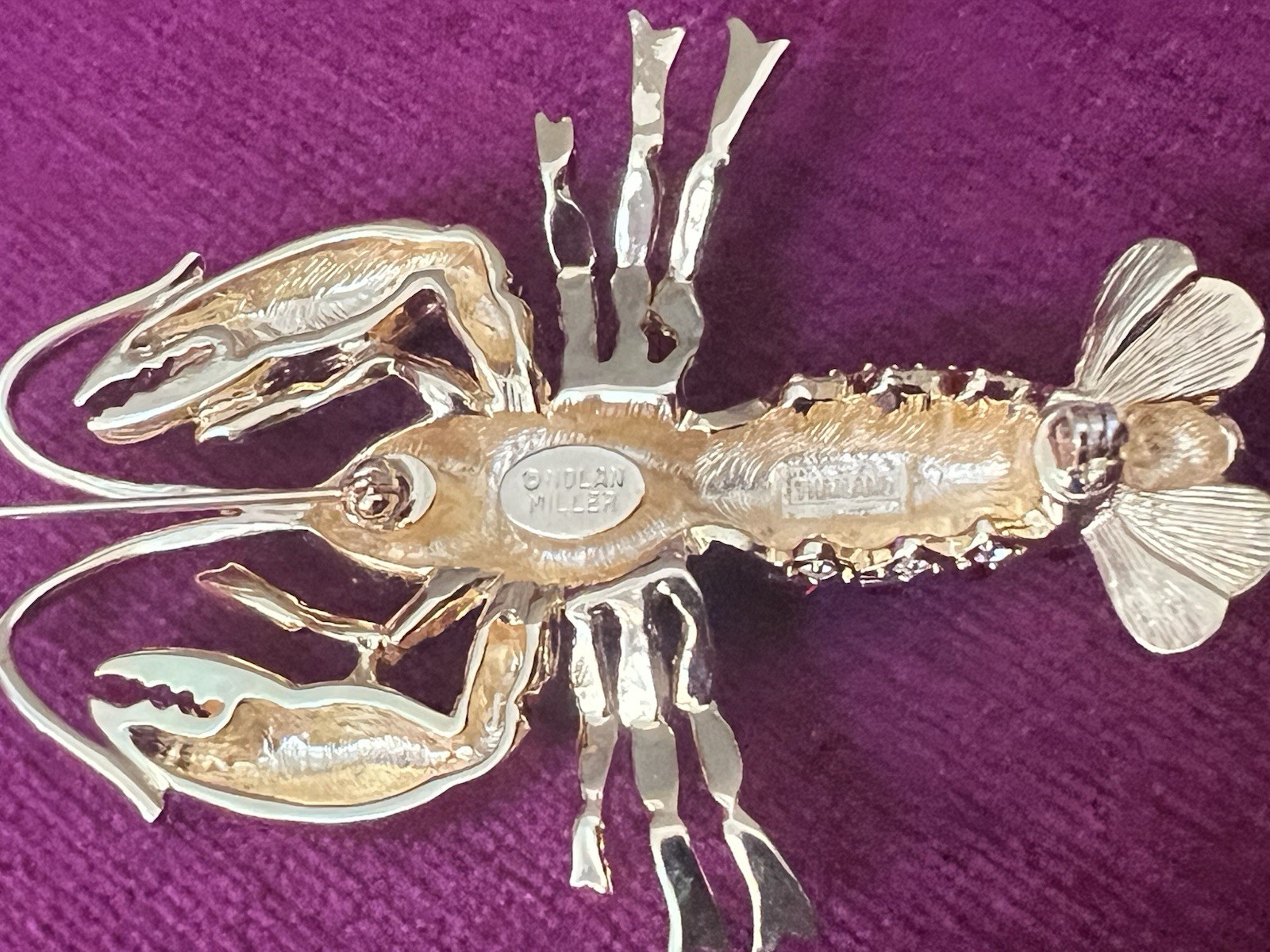 FABULOUS SIGNED NOLAN MILLER 1980s RED RUBY LOBSTER BOOCH 3” EXCELLENT CONDITION
