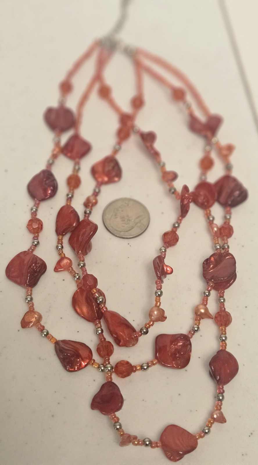 LOT OF 5 RED NECKLACES ASSORTED SIZES VINTAGE