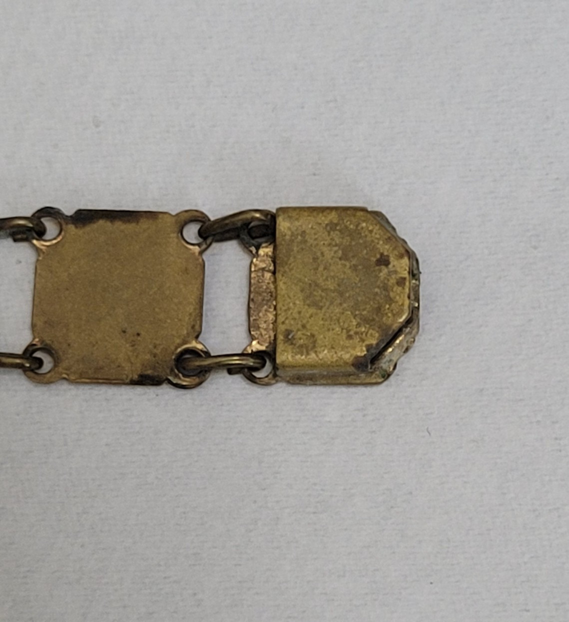 Paris France Souvenir Monuments Etched Enamel Link Brass Clasp Vintage Bracelet