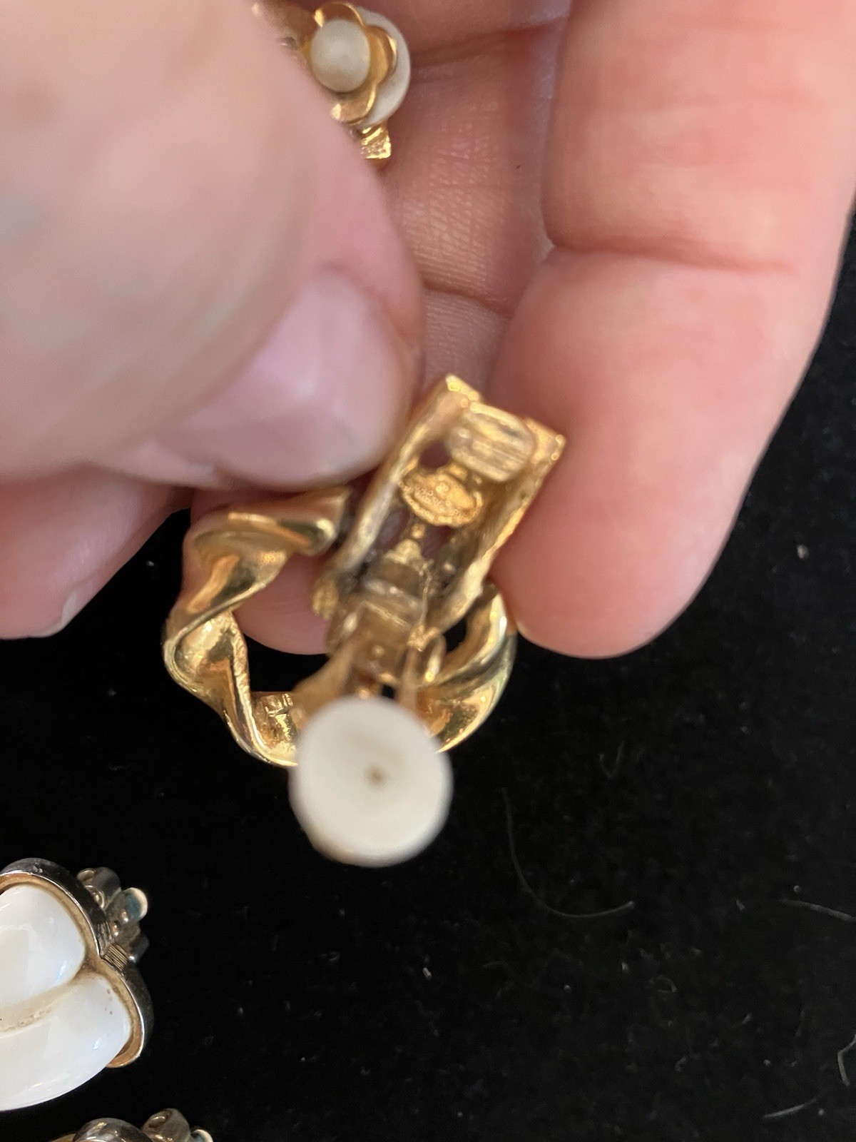 3 Pr Vtg Givenchy Clip On Earrings Chunky Doorknockers Cabochon X’s Signed
