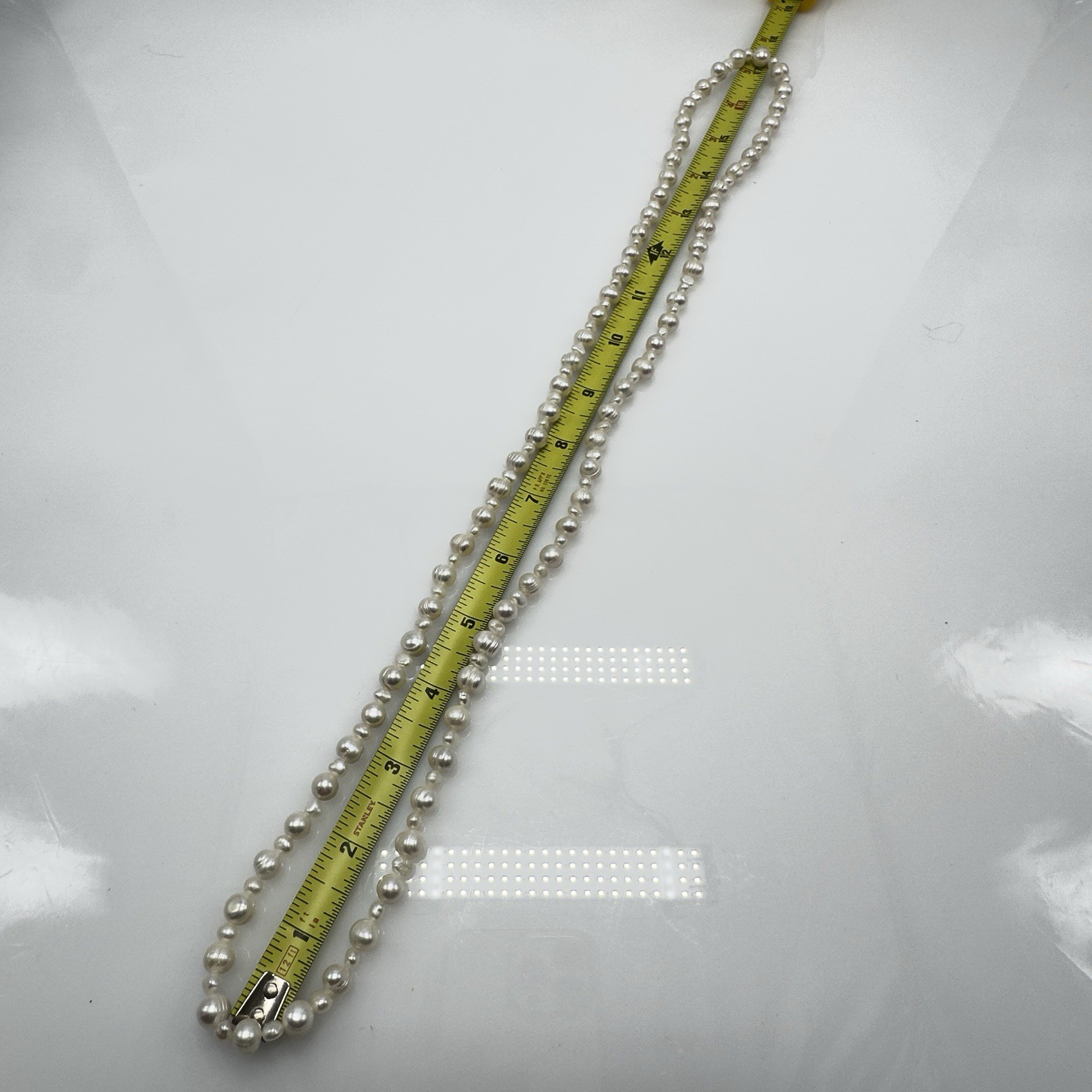 Baroque Pearl Necklace Continuous Strand 34″ Cream Off White 5mm – 8mm