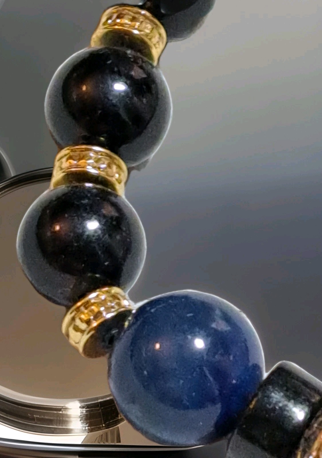 Estate Vintage Stunning Cloisonne Blue Sodalite Lava Bead Statement Necklace EUC