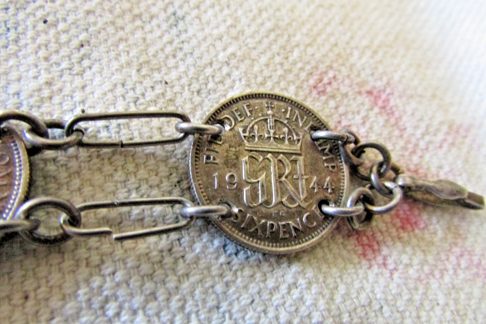 VINTAGE KING EDWARDS 7 PENCE 1944-45 COINS NICKEL SILVER BRACELET