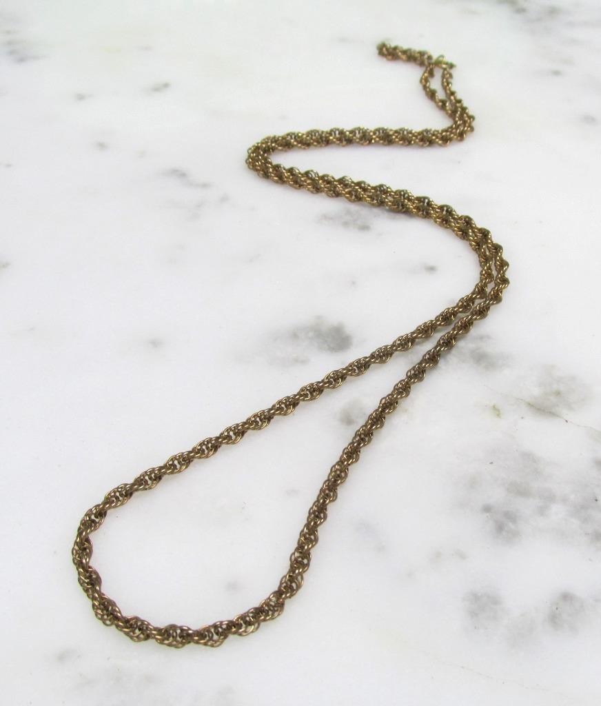 Vintage Yellow Gold Filled Rope Chain Necklace ~ 24″ ~ 9grams ~ 7-C599