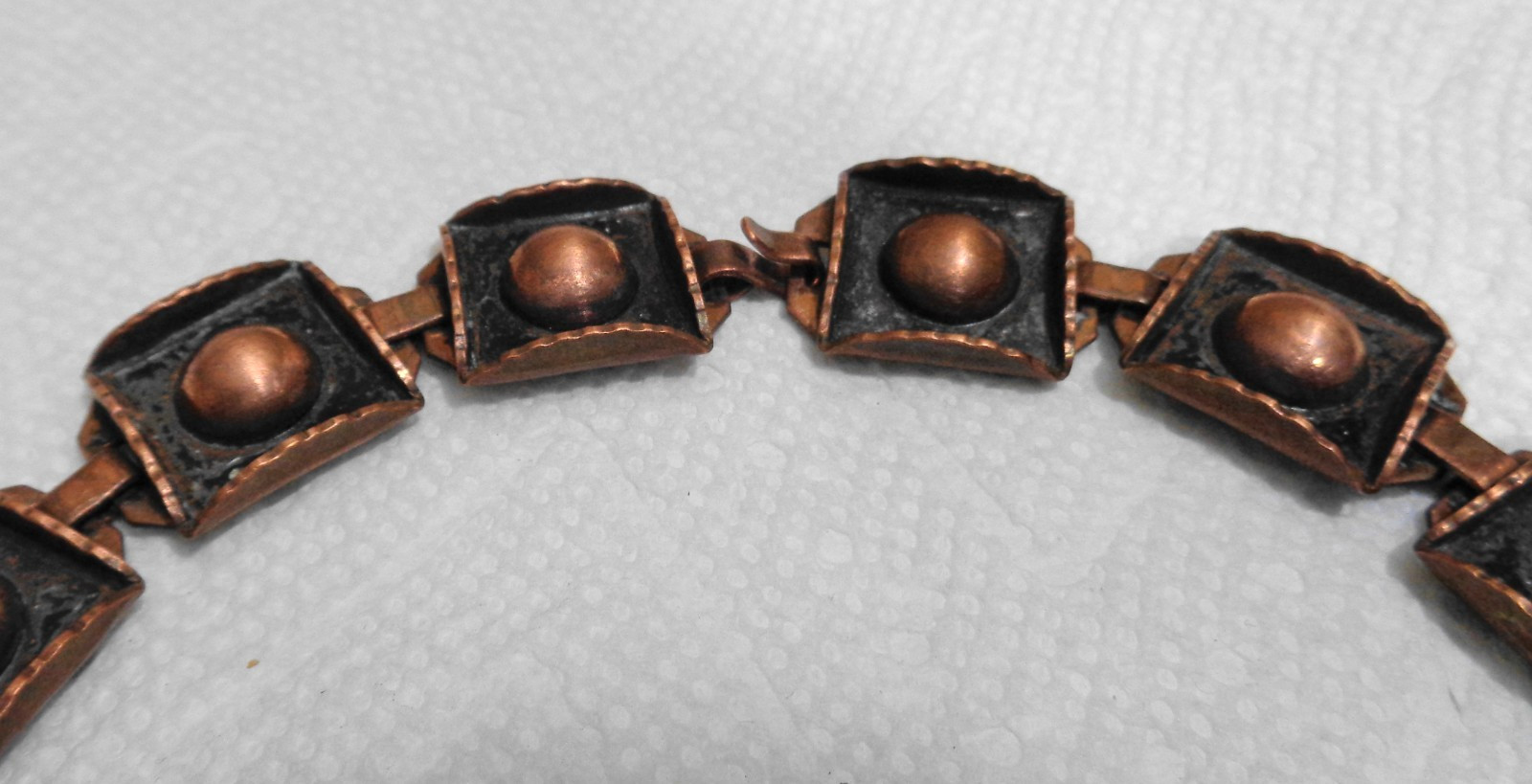 16 inch Vintage Solid Copper Renoir Square Link Necklace 3/4″ 3.7 oz
