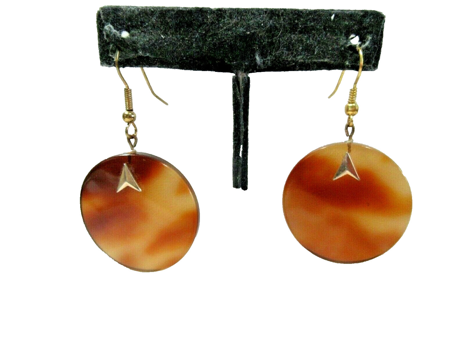 PLASTIC FAUX TORTOISE ATOMIC STYLE VINTAGE PIERCED EARRINGS