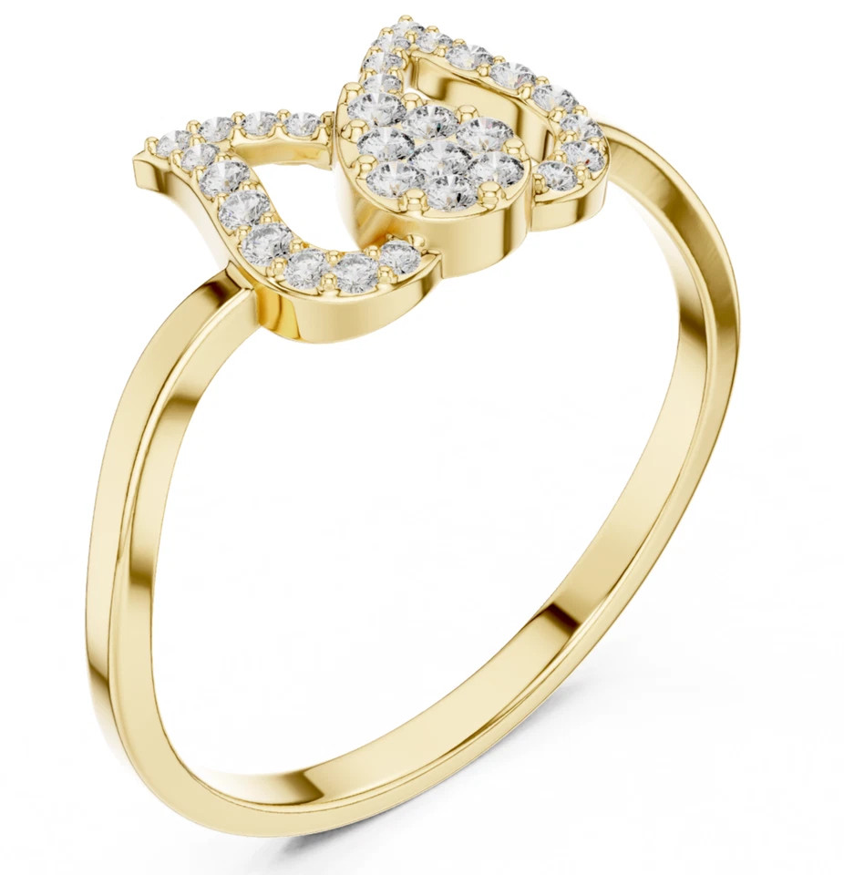 0.25TCW Round Cut White Moissanite Lotus Pattern Ring In Pure 10K Yellow Gold FN