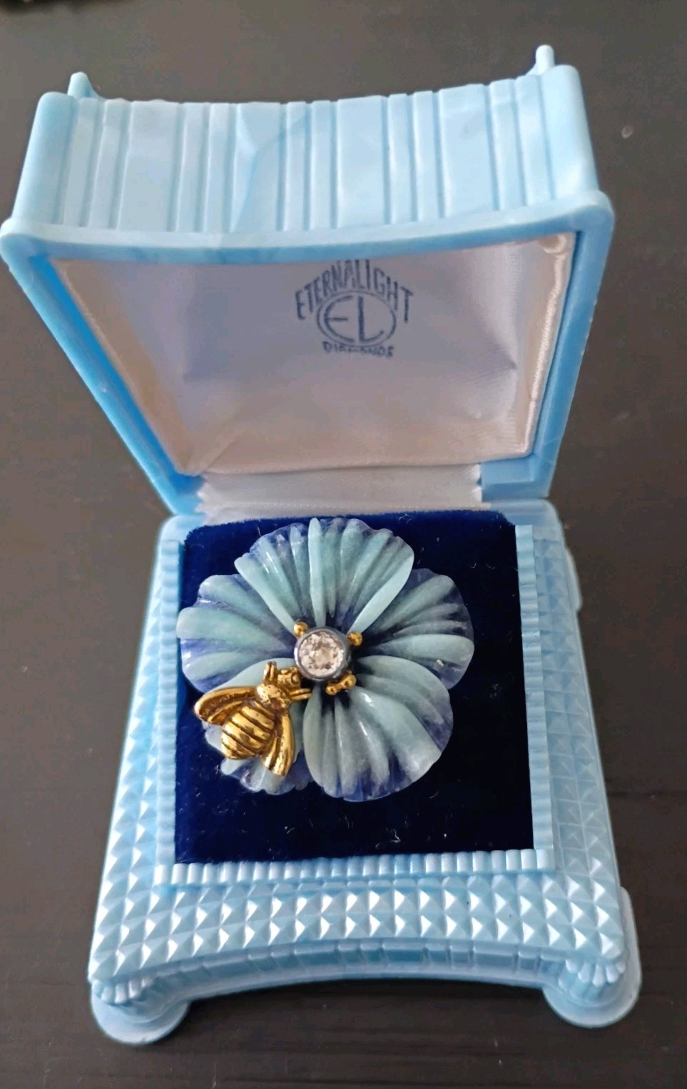 DESIGNER ECHO OF THE DREAMER STERLING BRONZE BEE FLOWER FLORAL GEM RING sz5.5