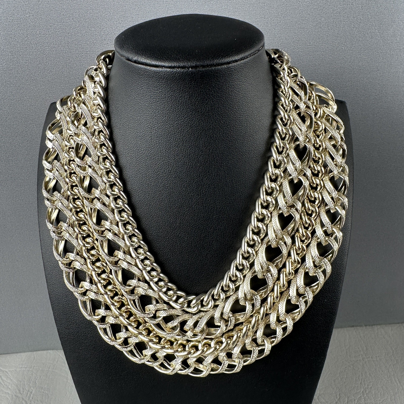 Vintage ART Arthur Pepper Necklace Gold Tone 5 Strand Chain 13-18″