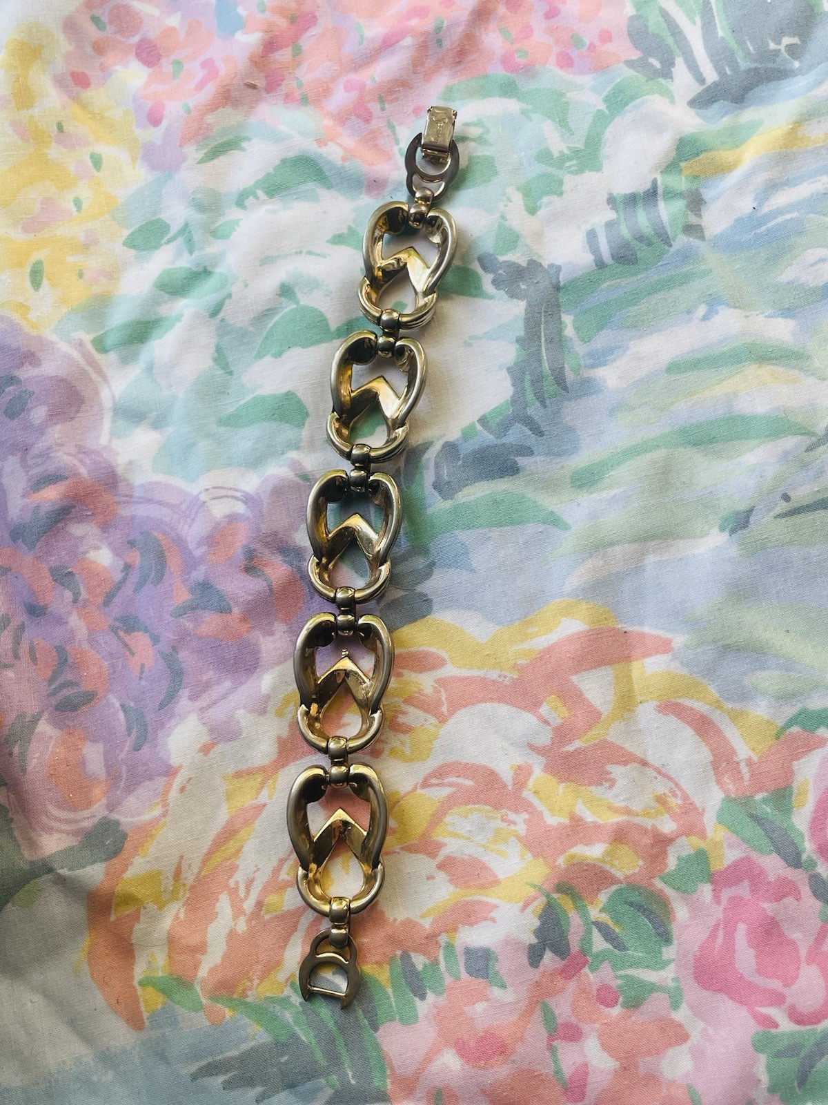 Signed Vintage Sperry Chunky Link Bracelet Golden Glam 1970’s 1980’s Retro Heart