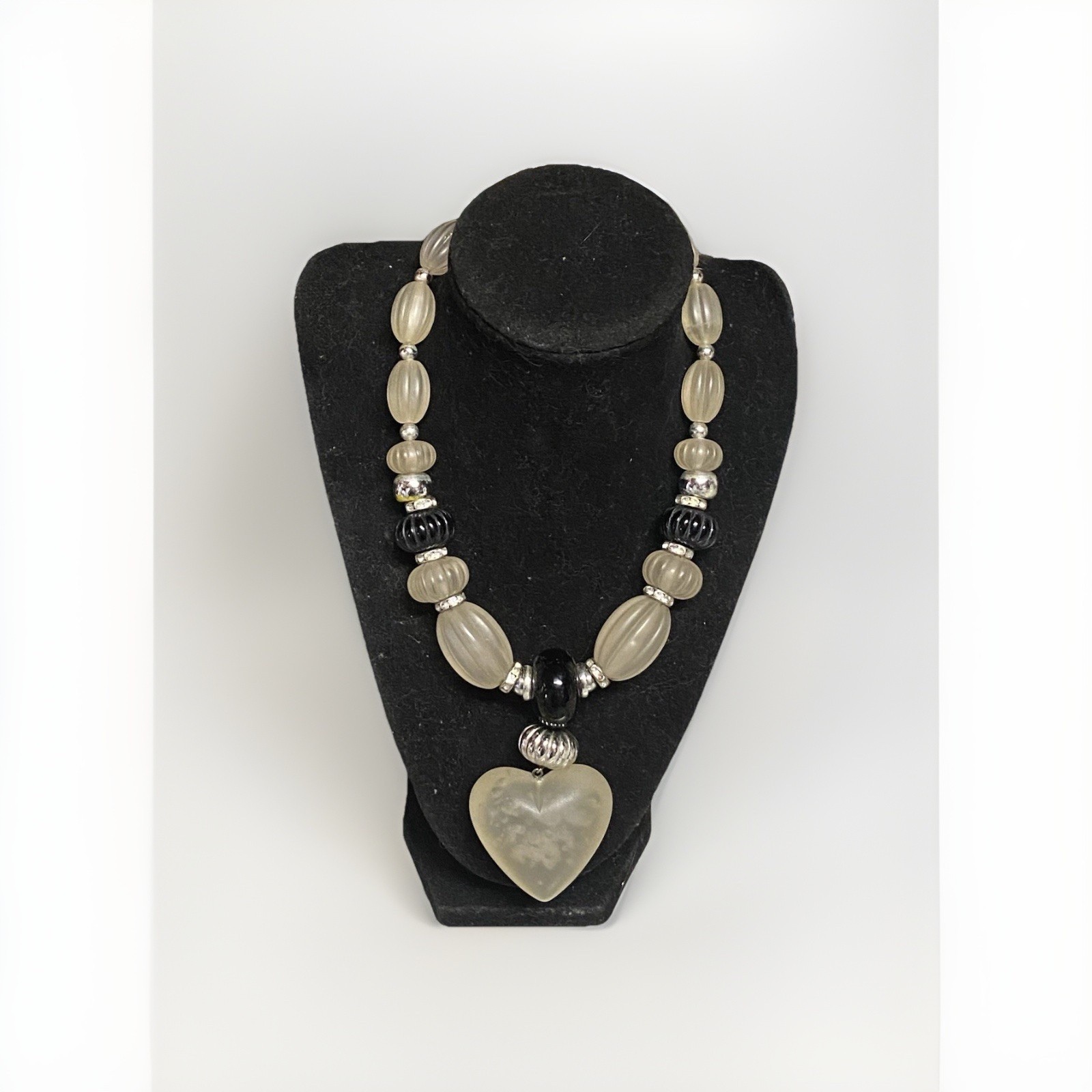 Vtg 1973 Christian Dior Germany Chunky Lucite Heart Beaded Necklace RARE