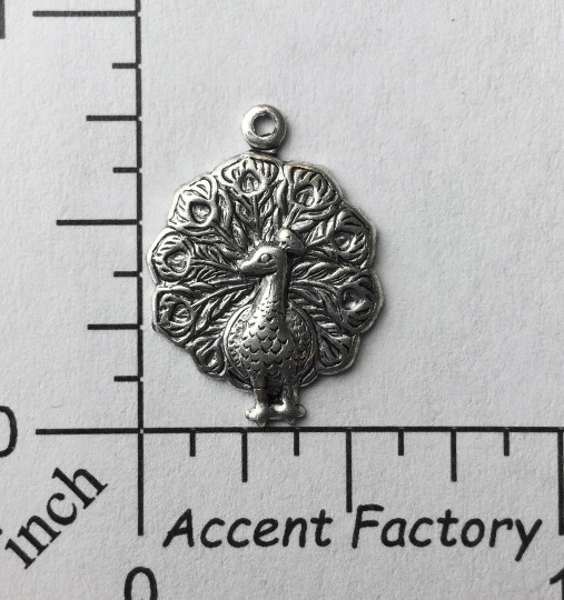 36254 – 6 Pc Small Peacock Charm Jewelry Finding Silver Ox SALE