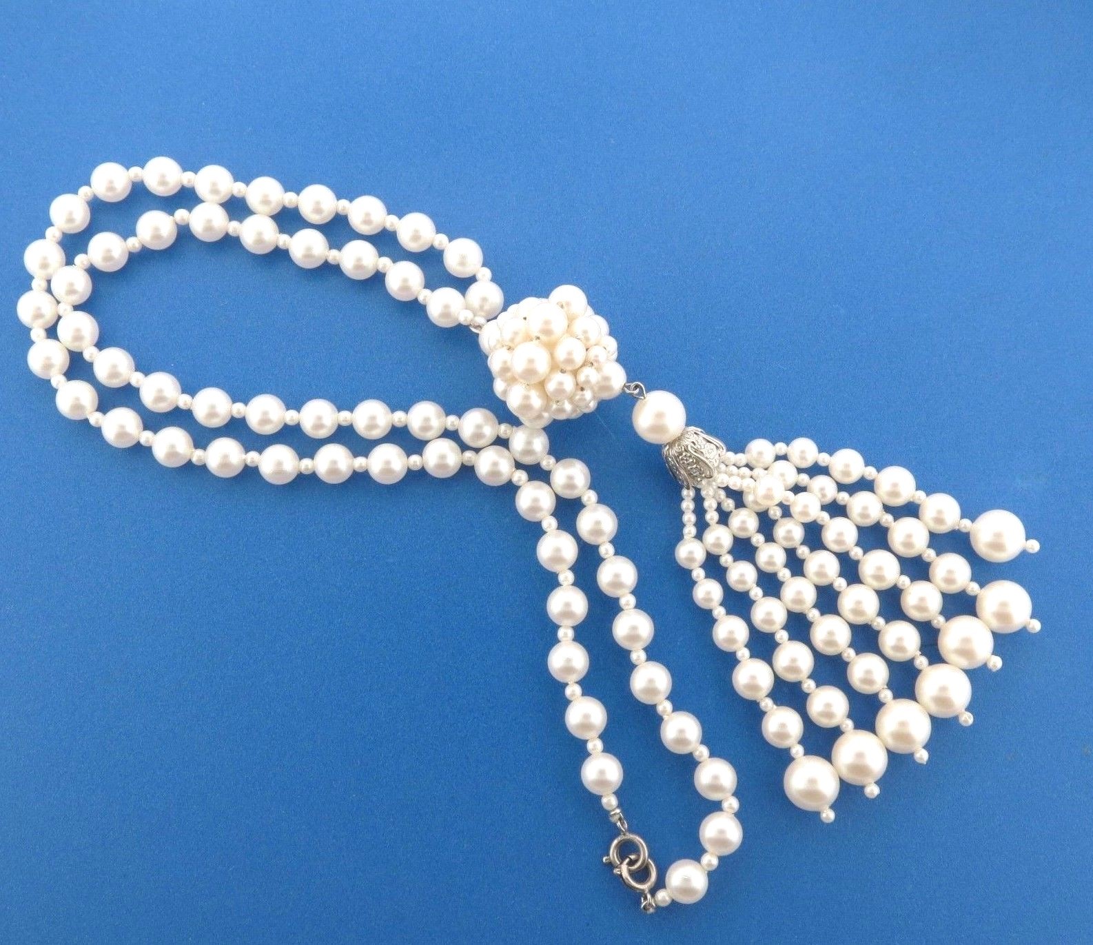 Faux Pearl Tassel Necklace Strand 5 x 24 Inch