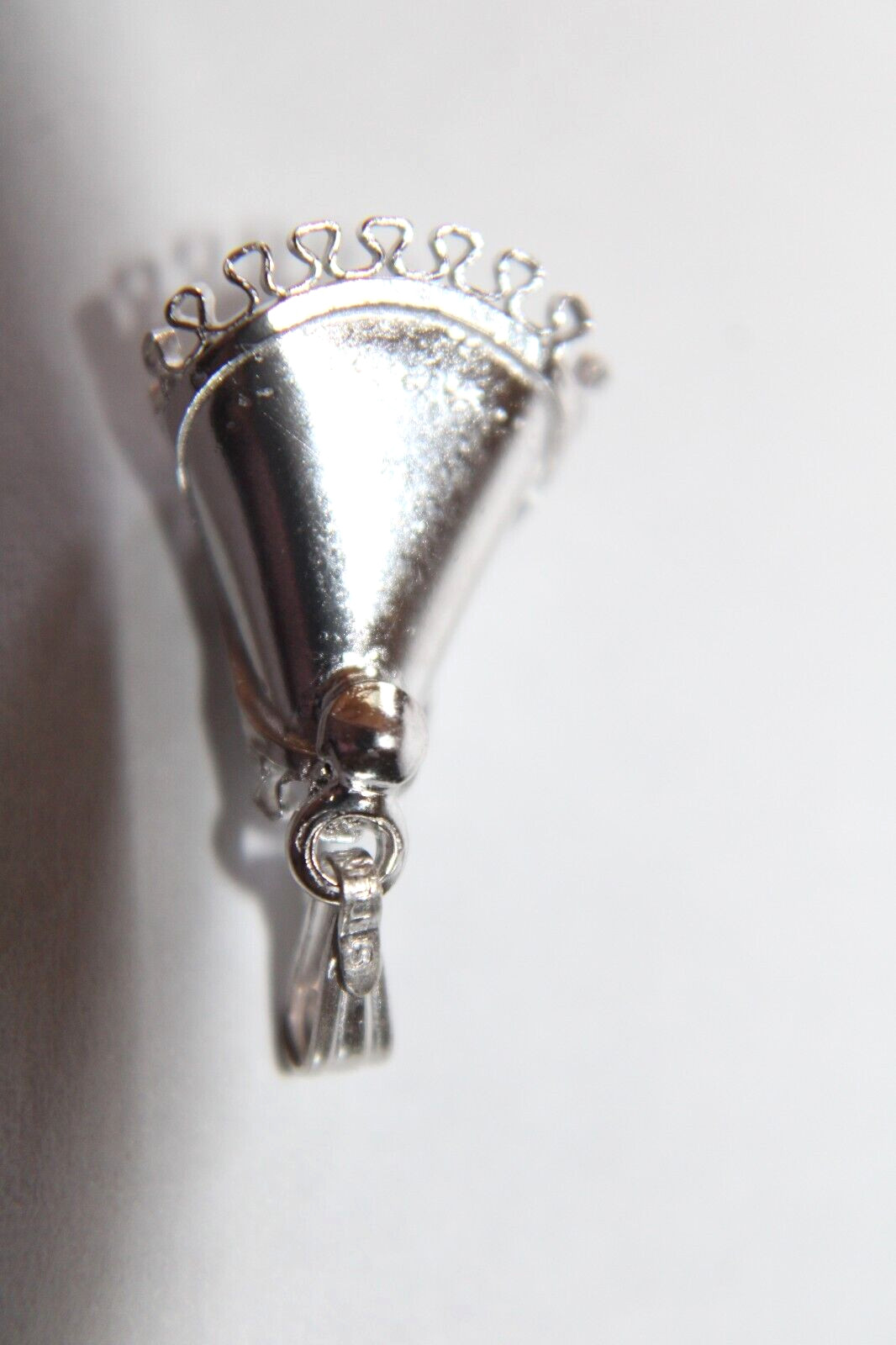 Vintage Sterling Silver Pearl Pendant Oyster Clam Shell Fan Nautical Charm 925