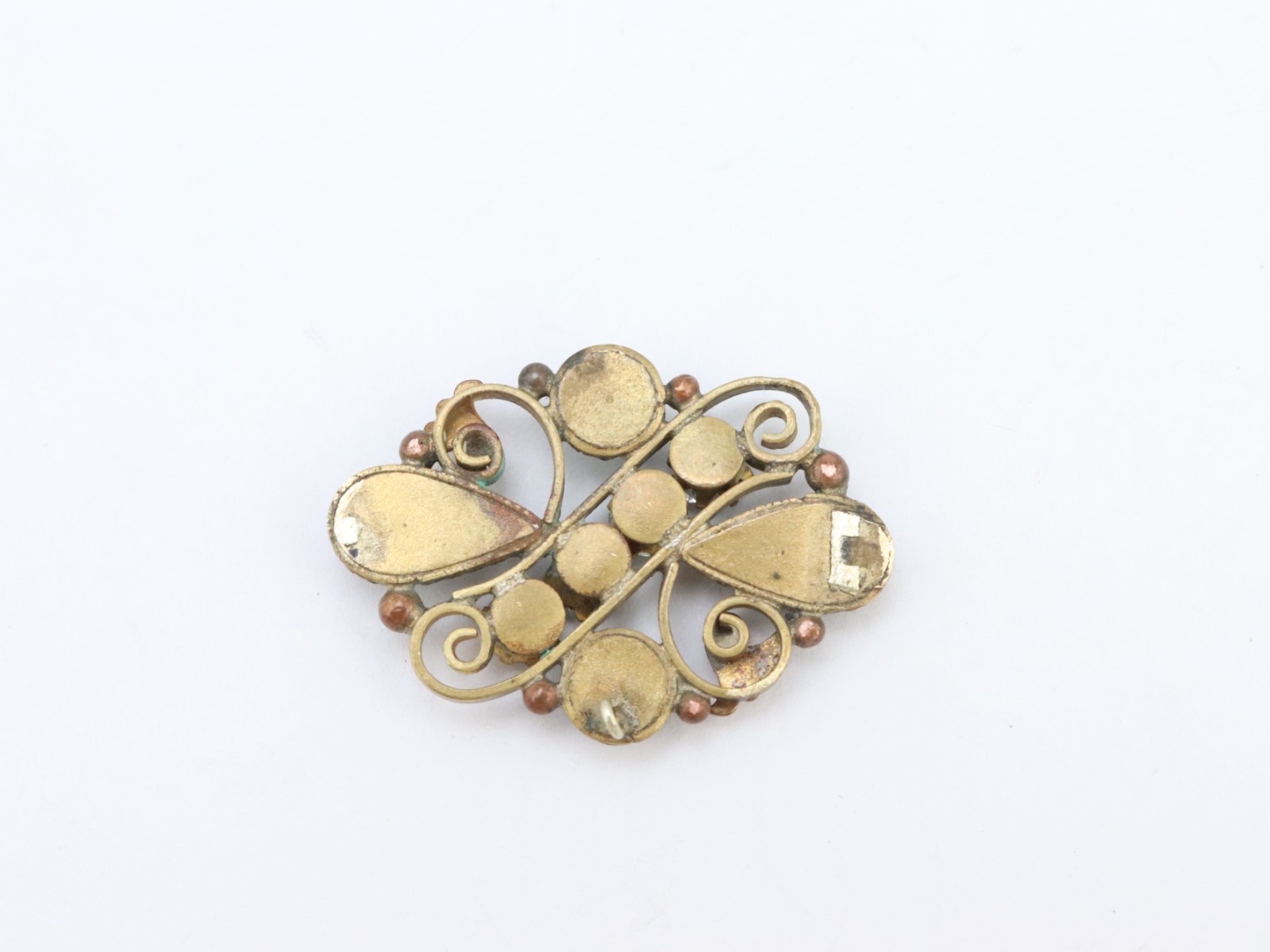 Vintage Antique Gold Filled Sapphiret Crystal Rhinestone Pendant 4 Necklace