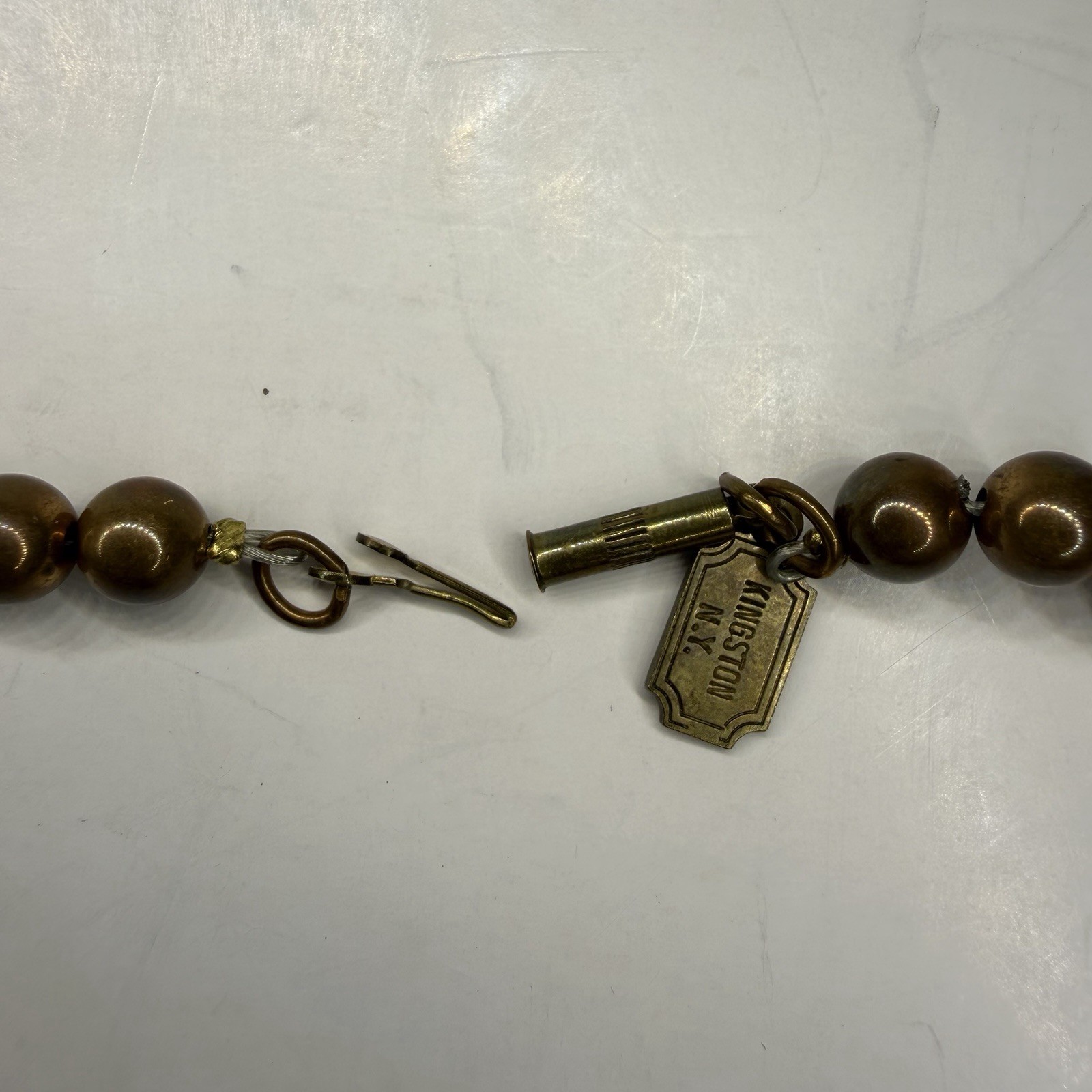 Vintage Pididdly Links Brass Bead Dangling Heart Cherub Key Charm Necklace 20in