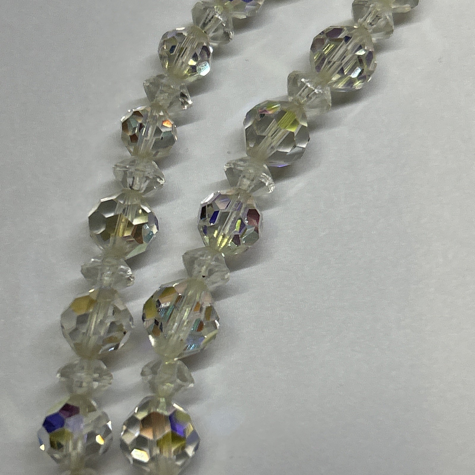 Vintage/Estate Aurora Borealis Crystal Double Stand Necklace