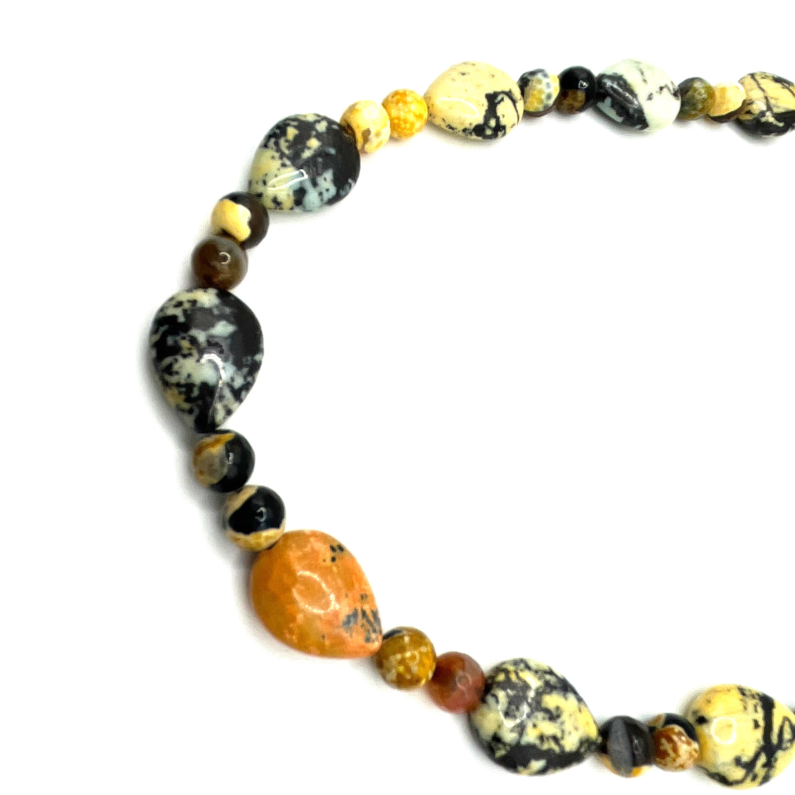 VTG Necklace Bumblebee Jasper and Other Jasper Stones Yellow Orange Toggle Clasp