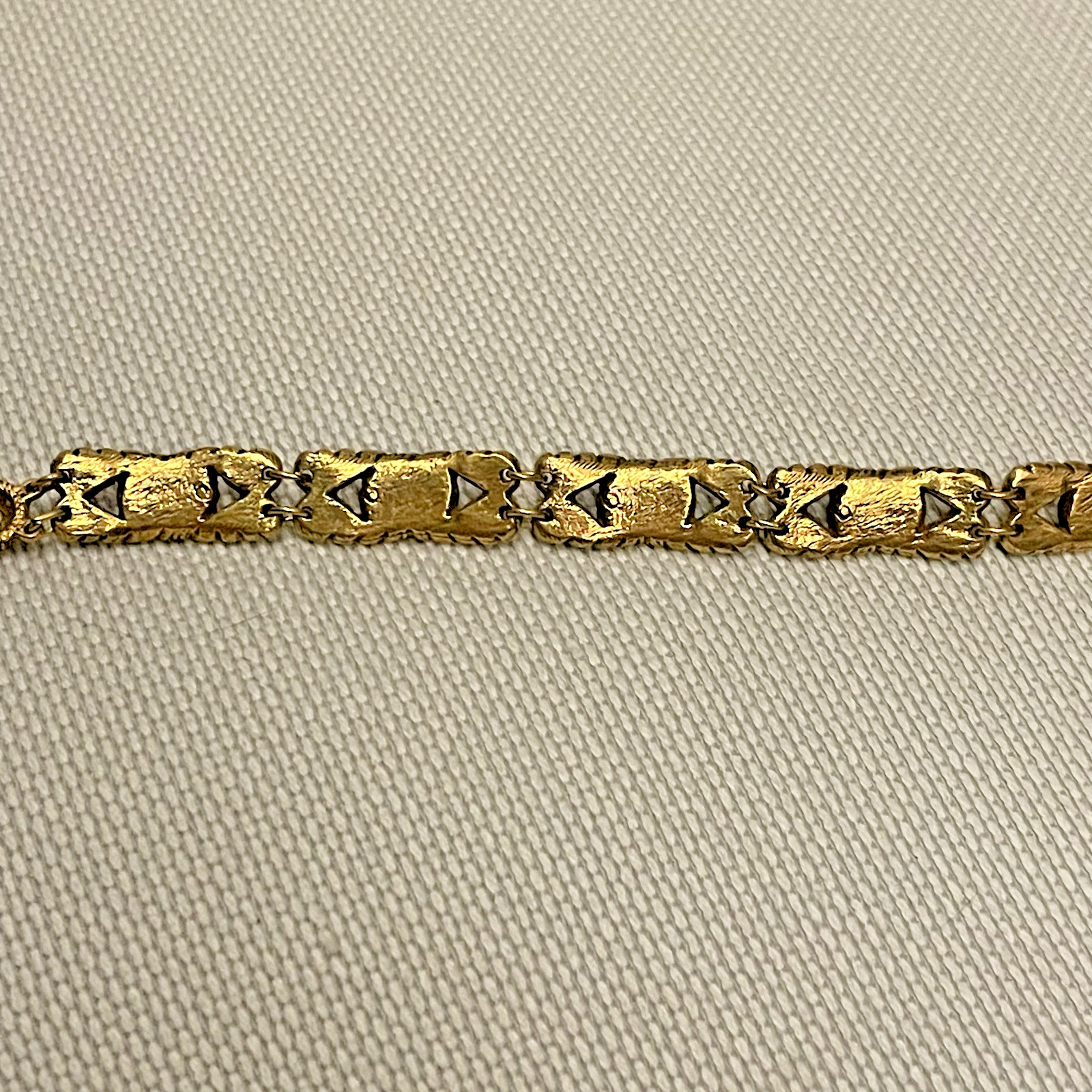 Vintage Goldette N.Y. Gold Tone Art Nouveau Bracelet w Faux Turquoise Cabochons