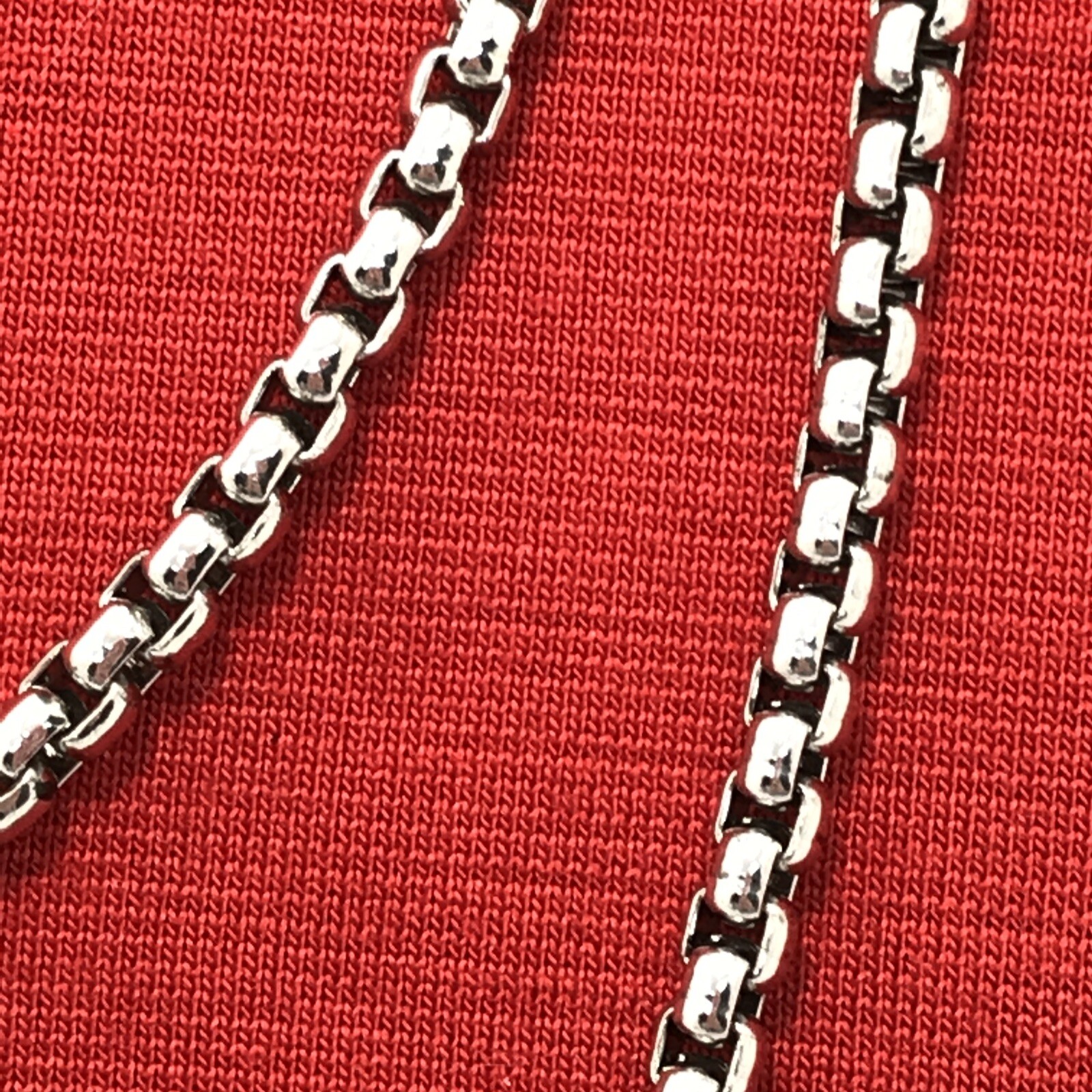 Vintage 4mm Silver tone 36″ Rolo Box Chain Necklace